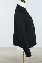 Load image into Gallery viewer, Talbots Black Military Double Breasted Knit Blazer Jacket Size 4
