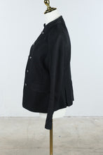 Load image into Gallery viewer, Talbots Black Military Double Breasted Knit Blazer Jacket Size 4
