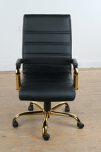Load image into Gallery viewer, Whitney Ergonomic Upholstered Mid-Back Swivel Office Chair in Black with Gold Base
