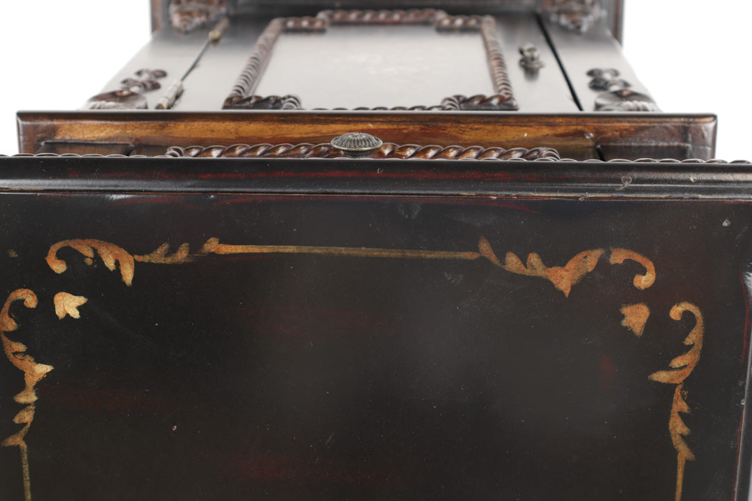 Black Side Table with Lower Rose Cabinet - Ultimate Accents