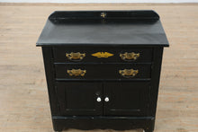 Load image into Gallery viewer, Antique Black Wash Cabinet with Backsplash
