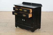 Load image into Gallery viewer, Antique Black Wash Cabinet with Backsplash
