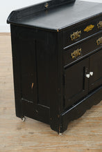 Load image into Gallery viewer, Antique Black Wash Cabinet with Backsplash
