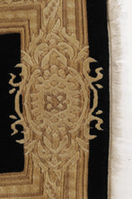 Load image into Gallery viewer, Small Black Rug with Golden Border and Center Medallion
