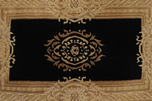 Load image into Gallery viewer, Small Black Rug with Golden Border and Center Medallion
