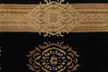 Load image into Gallery viewer, Small Black Rug with Golden Border and Center Medallion
