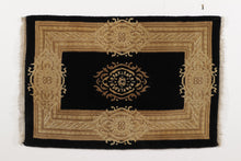 Load image into Gallery viewer, Small Black Rug with Golden Border and Center Medallion
