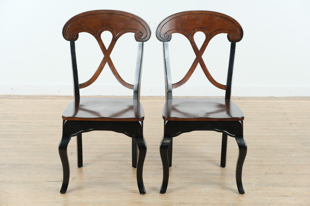 Pier 1 Marchella Dining Chairs (Set of 2, Black & Brown Solid Wood, Crossback Design)