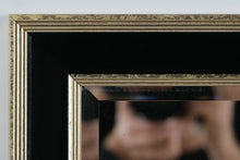 Load image into Gallery viewer, Modern Black and Gold Wall Mirror – 27.5” x 34” – Contemporary Beveled Frame Accent Mirror

