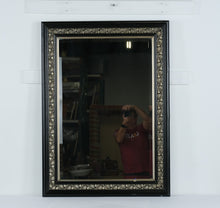 Load image into Gallery viewer, Black Rectangular Mirror with Pewter Floral Detail
