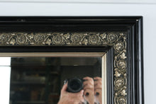 Load image into Gallery viewer, Black Rectangular Mirror with Pewter Floral Detail
