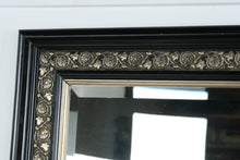 Load image into Gallery viewer, Black Rectangular Mirror with Pewter Floral Detail
