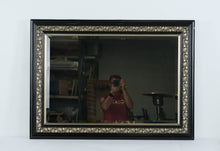 Load image into Gallery viewer, Black Rectangular Mirror with Pewter Floral Detail
