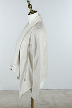 Load image into Gallery viewer, BlankNYC Ivory Draped Asymmetric Zip Moto Jacket Small
