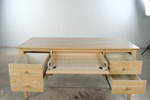 Load image into Gallery viewer, Solid Wood Natural Finish Executive Desk with Pull-Out Writing Surfaces
