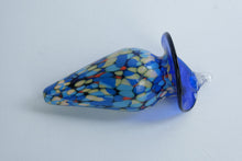 Load image into Gallery viewer, Art Glass Hanging Ornament Blue Multicolor Speckled Teardrop 7 Inch
