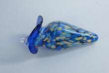 Load image into Gallery viewer, Art Glass Hanging Ornament Blue Multicolor Speckled Teardrop 7 Inch
