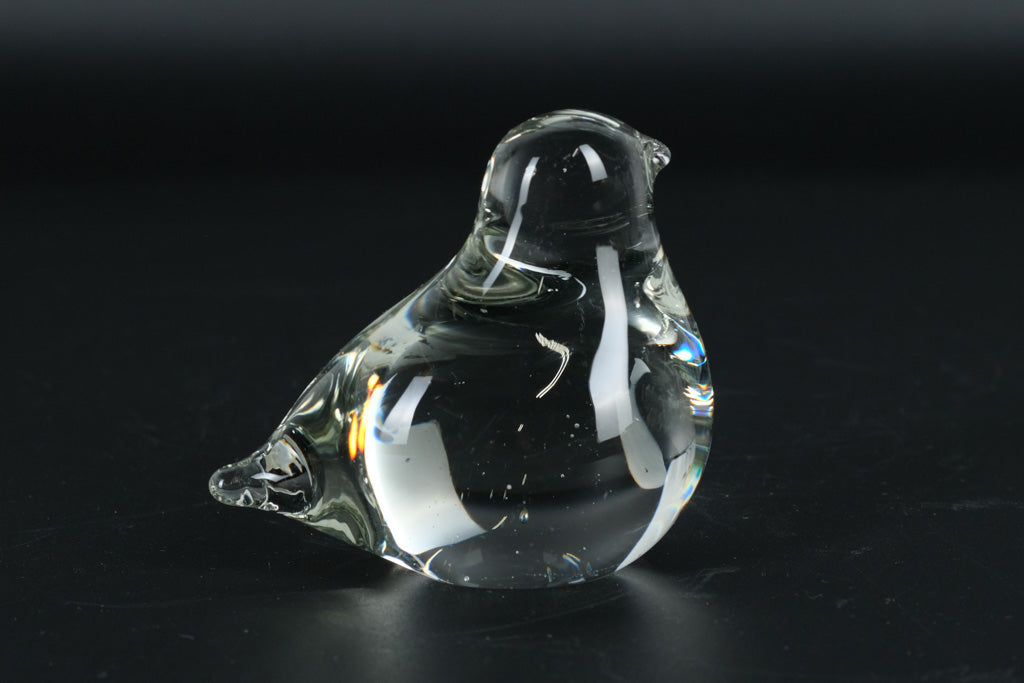 Clear Blown Glass Bird Figurine – Modern Minimalist Style