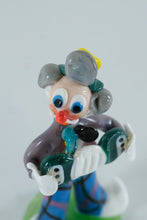 Load image into Gallery viewer, Hand-Blown Art Glass Clown Figurine with Accordion – Colorful Collectible Circus Character
