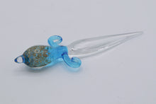 Load image into Gallery viewer, Hand Blown Glass Letter Opener – Blue &amp; Clear with Gold Fleck Design
