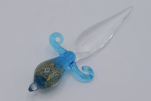 Load image into Gallery viewer, Hand Blown Glass Letter Opener – Blue &amp; Clear with Gold Fleck Design
