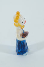 Load image into Gallery viewer, Hand-Blown Art Glass Clown Figurine with Blue Robe &amp; Red Prop – Tall Circus-Inspired Miniature
