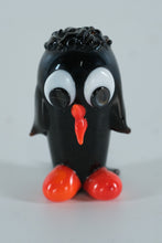 Load image into Gallery viewer, Miniature Hand-Blown Art Glass Penguin Figurine – Black &amp; Orange Collectible with Whimsical Expression
