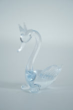 Load image into Gallery viewer, Hand-Blown Glass Swan Figurine with Crown – Clear Art Glass Miniature (Approx. 3&quot;)

