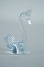 Load image into Gallery viewer, Hand-Blown Glass Swan Figurine with Crown – Clear Art Glass Miniature (Approx. 3&quot;)
