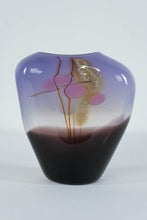 Load image into Gallery viewer, Art Glass Purple Black Freeform Vase Contemporary Studio Style
