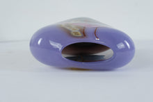 Load image into Gallery viewer, Art Glass Purple Black Freeform Vase Contemporary Studio Style
