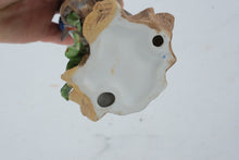 Load image into Gallery viewer, Vintage Bluebird Figurine on Tree Stump with Flowers – Hand Painted Porcelain Bird Statue 7”
