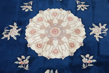 Load image into Gallery viewer, Chinese Aubusson Style Wool Area Rug 8 x 10 Blue Floral Medallion Hand Tufted
