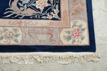 Load image into Gallery viewer, Chinese Aubusson Style Wool Area Rug 8 x 10 Blue Floral Medallion Hand Tufted
