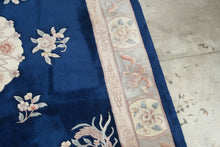 Load image into Gallery viewer, Chinese Aubusson Style Wool Area Rug 8 x 10 Blue Floral Medallion Hand Tufted
