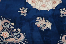 Load image into Gallery viewer, Chinese Aubusson Style Wool Area Rug 8 x 10 Blue Floral Medallion Hand Tufted
