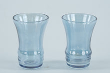 Load image into Gallery viewer, Mid-Century Modern Blue Glass Decanter &amp; 8 Shot Glasses Set – Iridescent Barware
