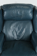 Load image into Gallery viewer, Blue Leather Reclining Wingback Chair by Lane Furniture
