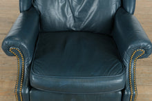 Load image into Gallery viewer, Blue Leather Reclining Wingback Chair by Lane Furniture
