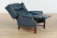 Load image into Gallery viewer, Blue Leather Reclining Wingback Chair by Lane Furniture
