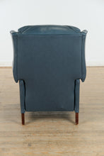 Load image into Gallery viewer, Blue Leather Reclining Wingback Chair by Lane Furniture
