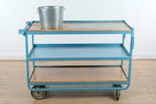 Load image into Gallery viewer, Industrial Rolling Bar Cart with Custom Tile Top and Metal Frame
