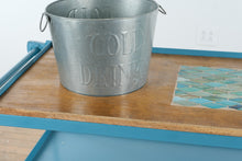 Load image into Gallery viewer, Industrial Rolling Bar Cart with Custom Tile Top and Metal Frame
