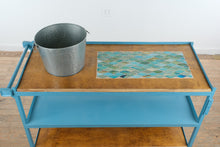 Load image into Gallery viewer, Industrial Rolling Bar Cart with Custom Tile Top and Metal Frame
