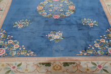 Load image into Gallery viewer, Chinese Wool Floral Area Rug - Blue and Blush - Blossom Motif
