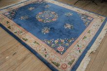 Load image into Gallery viewer, Chinese Wool Floral Area Rug - Blue and Blush - Blossom Motif
