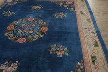 Load image into Gallery viewer, Chinese Wool Floral Area Rug - Blue and Blush - Blossom Motif
