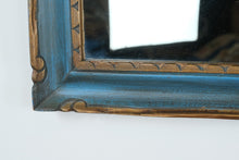 Load image into Gallery viewer, Large Rubbed Blue and Gold Wall Mirror – Elegant Distressed Finish
