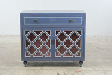 Load image into Gallery viewer, Heather Ann Creations Blue and Pink Wood Cabinet with Moroccan Lattice Doors

