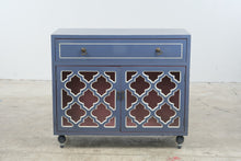 Load image into Gallery viewer, Heather Ann Creations Blue and Pink Wood Cabinet with Moroccan Lattice Doors
